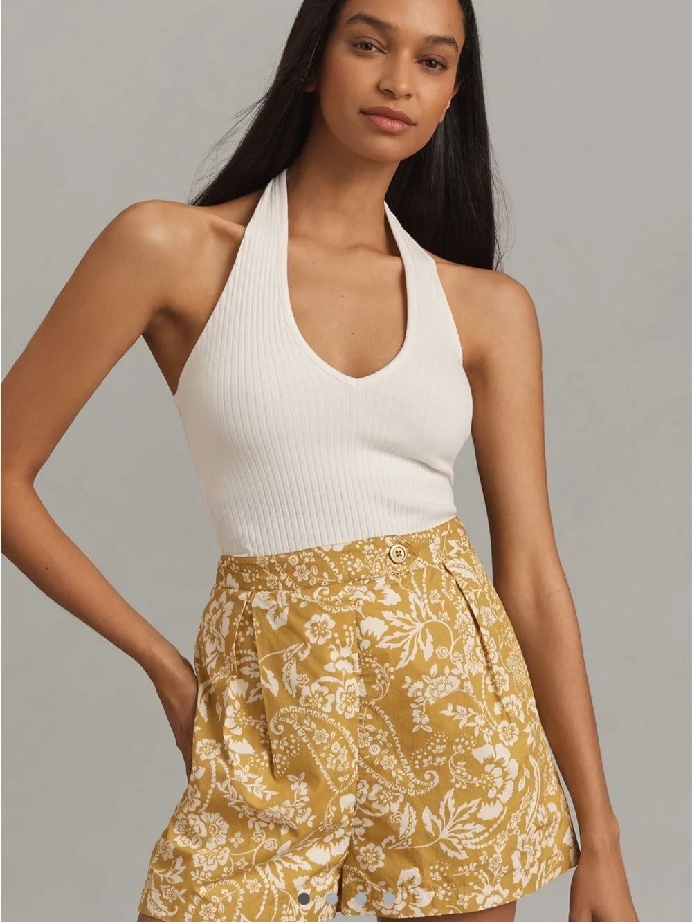 NWOT Anthropologie Maeve Yellow Floral High-Rise Shorts